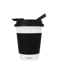Cupsy premium water pipe disguised as a coffee cup, featuring a sleek stainless steel design.