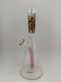 Handcrafted Windstar Simple Beaker 10mm with Skull and Roses design, featuring pink accents and unique artistry.