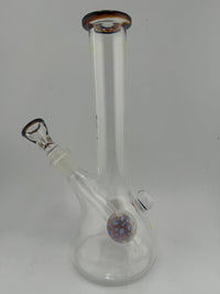 Lylo Glass Color Accent Medium Beaker 14mm, handcrafted glass bong with color accent details, Spokane WA.