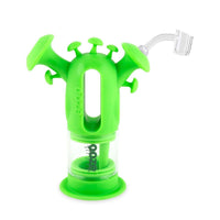 Ooze Trip Pipe Silicone Water Bubbler & Dab Rig in green with mushroom design for versatile smoking and dabbing.