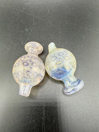 Fumed Bubble Trap Carb Cap set, featuring vibrant colors and unique bubble design for enhanced dabbing experience.