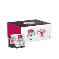 Pink Formula Scrub Bud packaging for herb grinder cleaners, featuring fun branding with character and bold design.