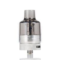 VooPoo PNP Pod Tank in stainless steel with transparent tank showcasing coil design.
