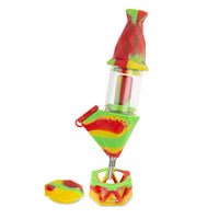 Ooze Bectar Silicone Water Pipe & Nectar Collector in colorful geometric design with water chamber.
