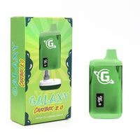 Galaxy Cartbox 2.0 discreet battery for 1g and 2g cartridges in vibrant green packaging.