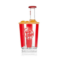 Hemper Popcorn Puffco Peak Top attachment with red stripes and buttery yellow popcorn, designed for concentrate sessions.