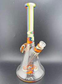 Filla John Glass Circus Beaker with rainbow colors, 10mm 45° joint, stylish design for smooth hits.