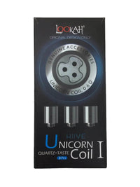 Lookah Unicorn Hive Coil I packaging with 3 quartz coils for enhanced vaping experience.