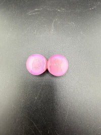 Handcrafted pink Mop Head Glass Gauges, size 13/16", featuring unique swirl pattern and artisan design.