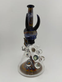 Brando Glass x Joe Hamilton glass skull wig wag rig with intricate details and unique design, handcrafted heady glass art.