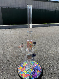 Brando Glass Retti Rainbow Tube 10mm with vibrant reticello colorwork, handcrafted in Spokane, WA.