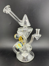 Mank Glass Clear Recycler Yellow Horn w/ Marble 10mm 90°