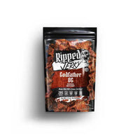 Ripped Jerky Godfather OG packaging showcasing savory beef jerky, known for its authentic, rich flavor.