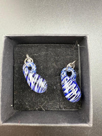 Filla John Glass Blue & White Dangly Earrings
