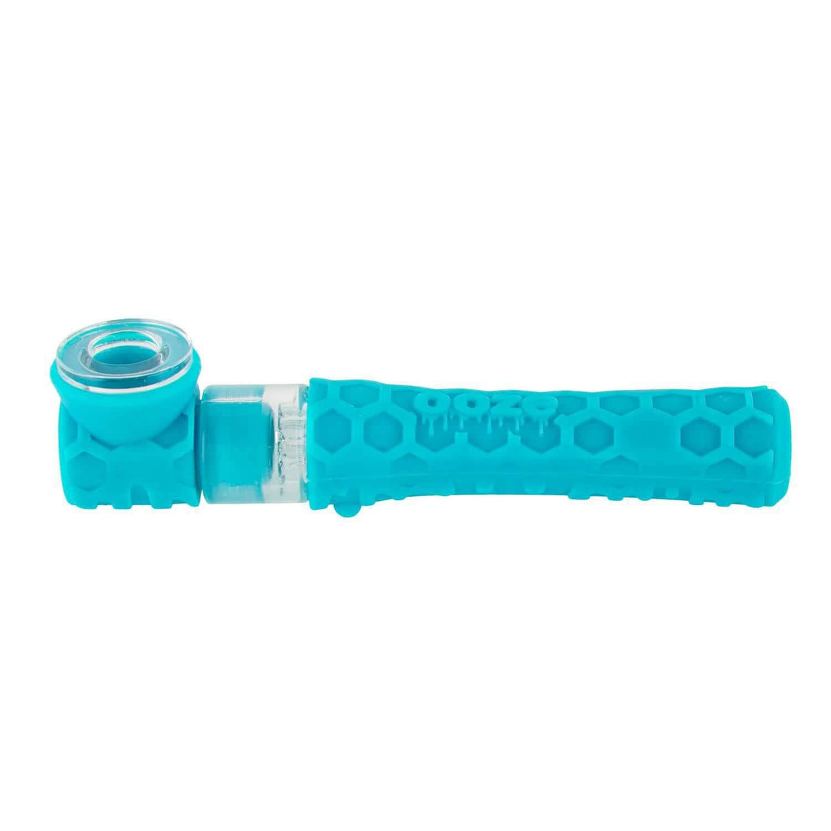 Ooze Piper Silicone Glass Hand Pipe & Chillum in blue, featuring a removable bowl and a textured grip for travel.