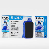 RAMA 16000 Disposable Vape in Blueberry Lemon flavor with customizable options and 16,000 puffs feature.