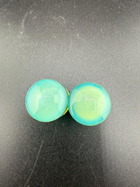 Mop Head Glass Gauges 11/16" in turquoise color, handcrafted borosilicate glass plugs for stretched ears.