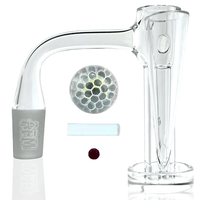 AFM Cygnus Slurper Quartz Banger Dab Set 14mm includes honeycomb marble cap and marbles for efficient dabbing.