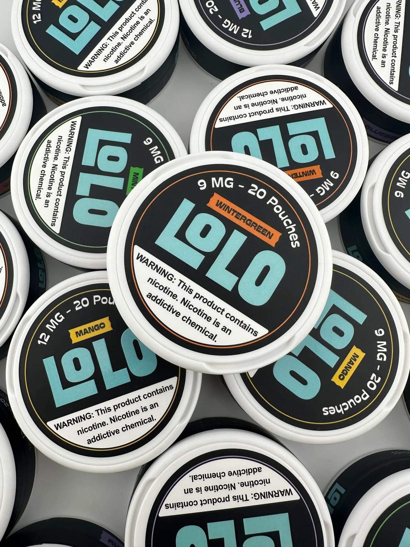 LoLo Nicotine Pouches in various flavors, showcasing 9mg and 12mg options, offering a smoke-free experience.