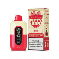 Hidden Hills Fifty Bar 20K Puff Disposable Vape in Lava Blast flavor with packaging, featuring 5% nicotine strength.