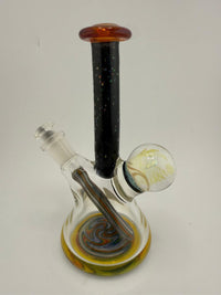 Highgrade glass mini beaker with black crushed opal design, handmade in Spokane, WA, heady American glass craftsmanship.