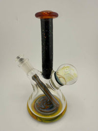 Highgrade glass mini beaker with black crushed opal design, handmade in Spokane, WA, heady American glass craftsmanship.