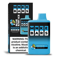 MNKE Bars Blue Kiwi Ice Disposable Vape with 6500 puffs and 5% nicotine strength packaging.