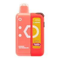 Off Stamp XCUBE Disposable Vape Pod Kit in Bangin' Watermelon flavor with power settings and turbo feature.