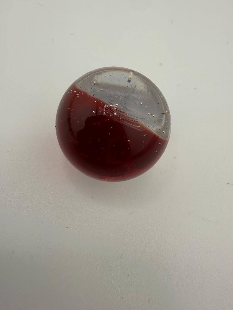 Paulson Pieces 20mm Marble Slurper Top in red and clear, handcrafted for optimal heat retention during dabs.