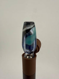 Paulson Pieces Lava Lamp Puffco Pivot Top in blue and gray on Puffco Peak Pro, handcrafted for vibrant artistry and functionality.