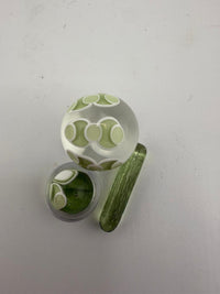 SBJ Worked Slurper Set featuring a green and white worked glass design with a round slurper and accompanying dish.
