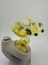 Handcrafted Tuck Glass Dinosaur replacement glass for Puffco Peak Pro, featuring vibrant colors and unique design.