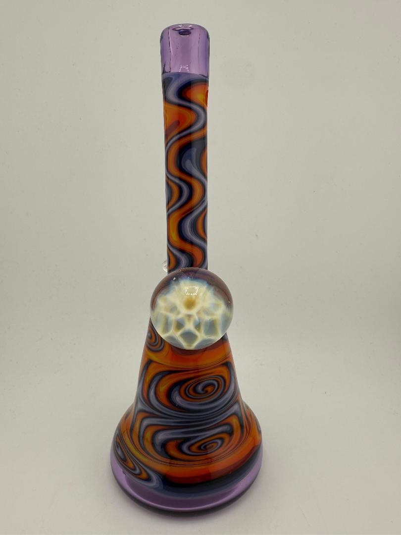 Highgrade Glass Heady Grommet Mini Tube 10mm 45° Orange & Purple
