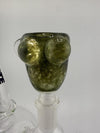 Crondo Glass Sparkle 14mm bowl piece featuring shimmering green and gold design, showcasing unique sparkle tech.