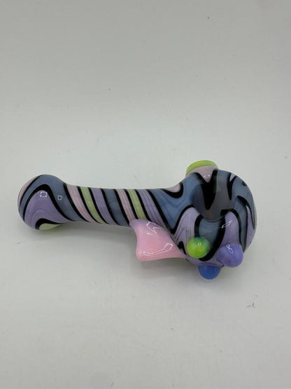 High Grade Glass Dry Pipe -Fully Worked w/ Wig Wag Cap