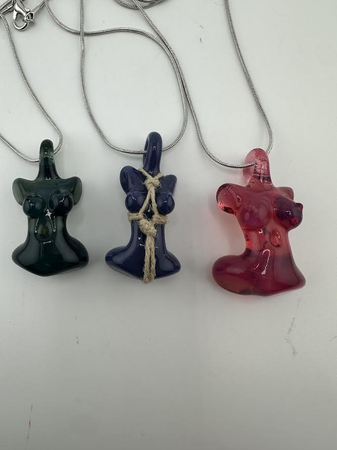 Kt Scissor Baby Glass Pendant / Necklace -  Torso