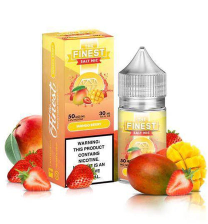 Finest Salt Nicotine 30ml Mango Berry flavor with fruits, offering smooth vaping experience and premium quality.