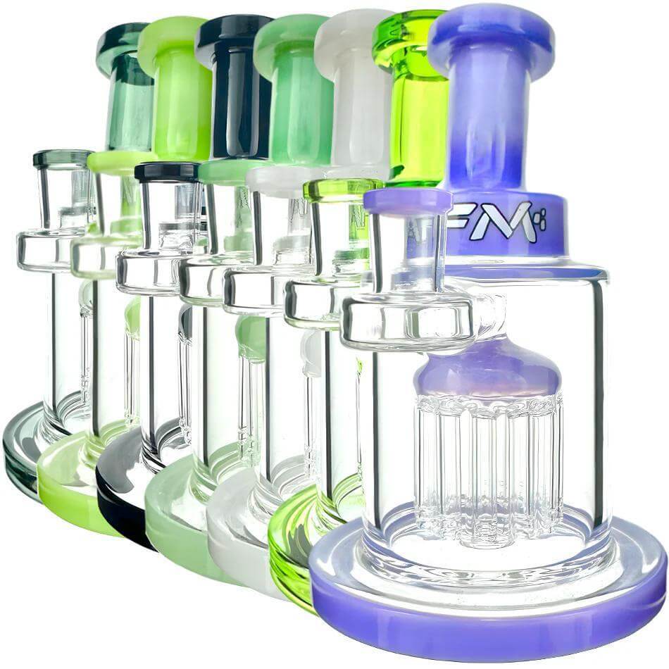 AFM Glass 8 Arm Tree Perc Rig TX544 - Colorful glass water bongs showcasing diffused fixed stem design for smooth hits.