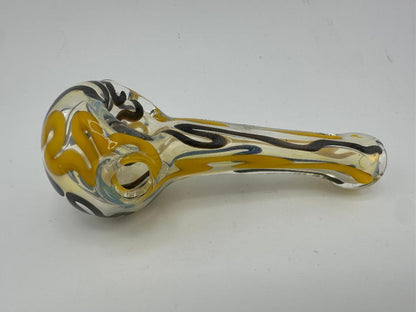 Crondo Glass Dry Pipe - Clear w/ Colored Squiggle