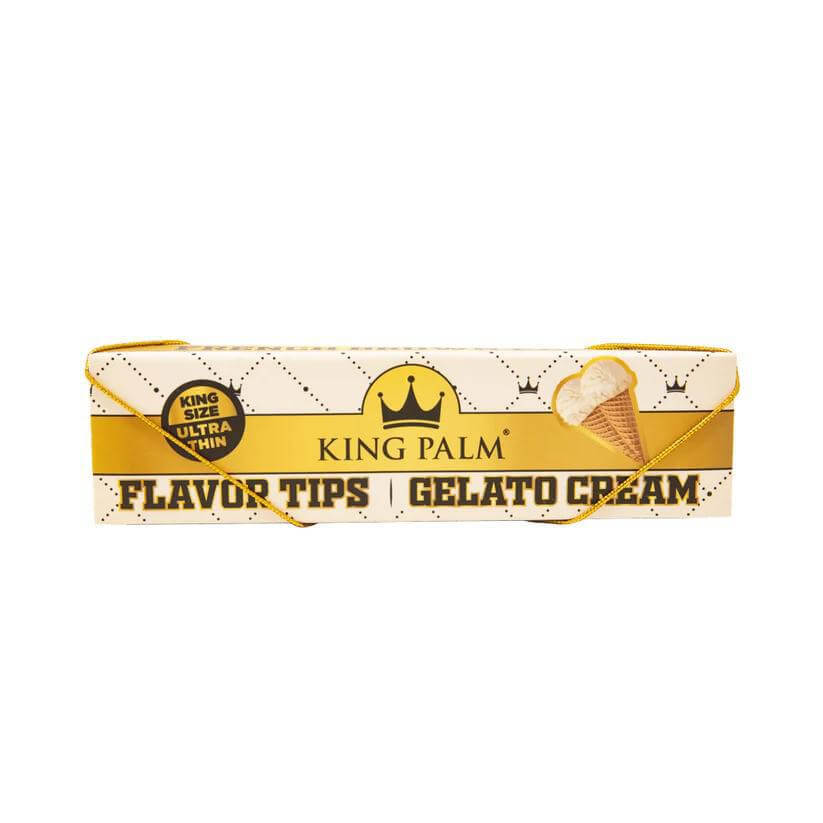 King Palm Gelato Cream flavored hemp rolling papers and tips 1 1/4 ultra thin packaging design.