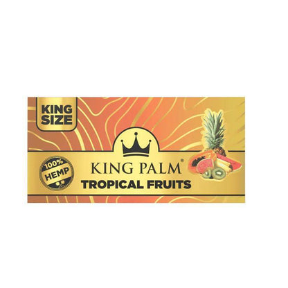 King Palm King Size Tropical Fruits Flavored Hemp Rolling Papers packaging, featuring vibrant tropical fruit design.