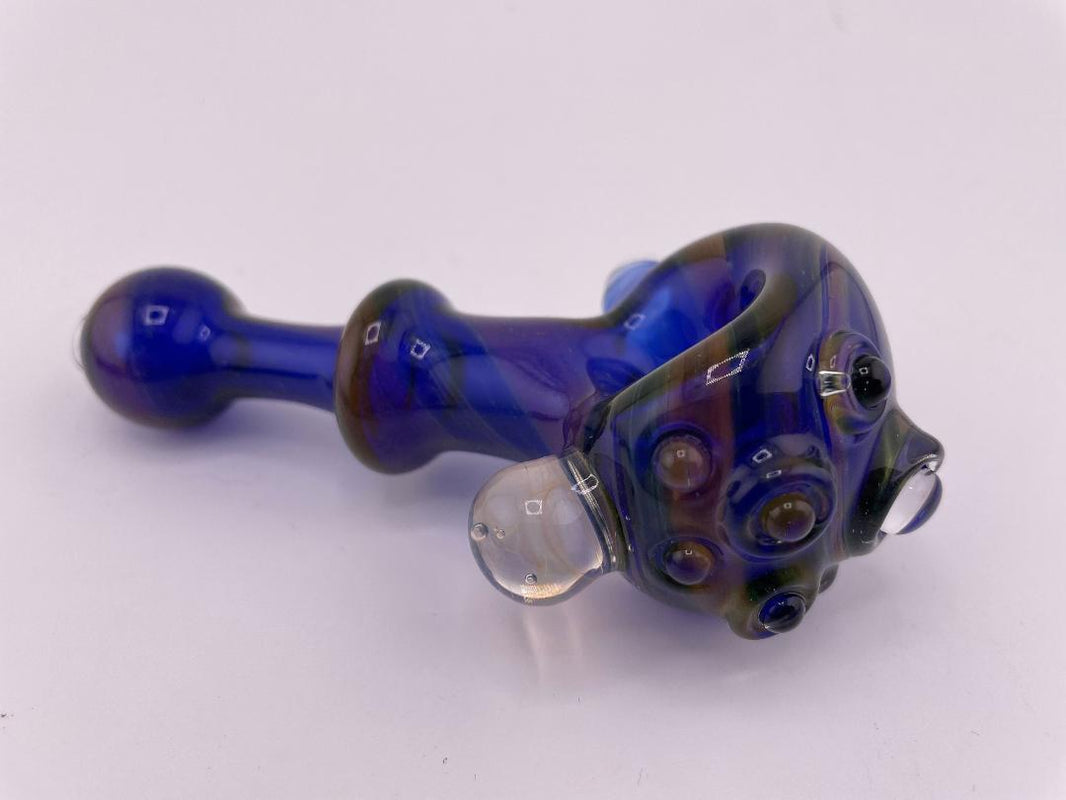 Brando Glass Dry Pipe - Cobalt Space Tech w/ Various Accents