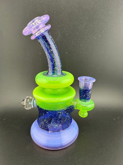 Crondo Glass Dichroic Slyme & Purple Banger Hanger w/ Opal Marble 14mm 90°