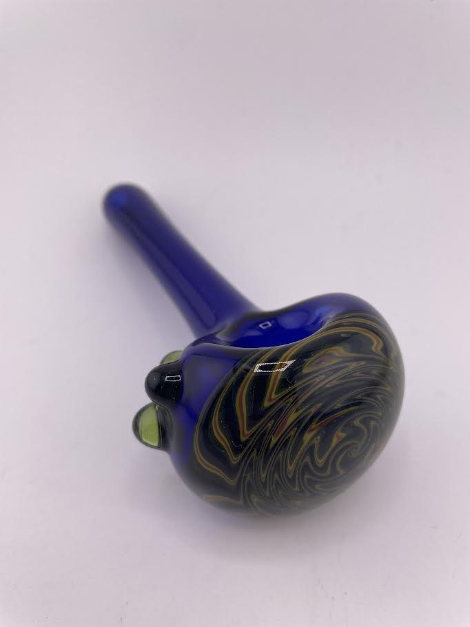 Filla John Glass Hand Pipe - Cobalt w/ Wig Wag Cap
