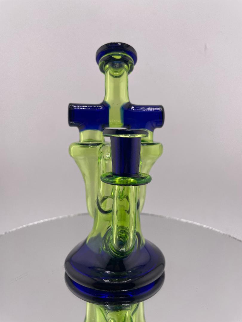 Domer Glass Double Recycler Mini - Cobalt & Green