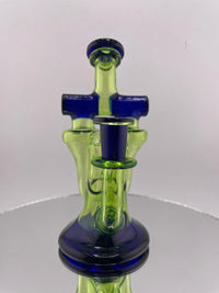 Domer Glass Double Recycler Mini - Cobalt & Green