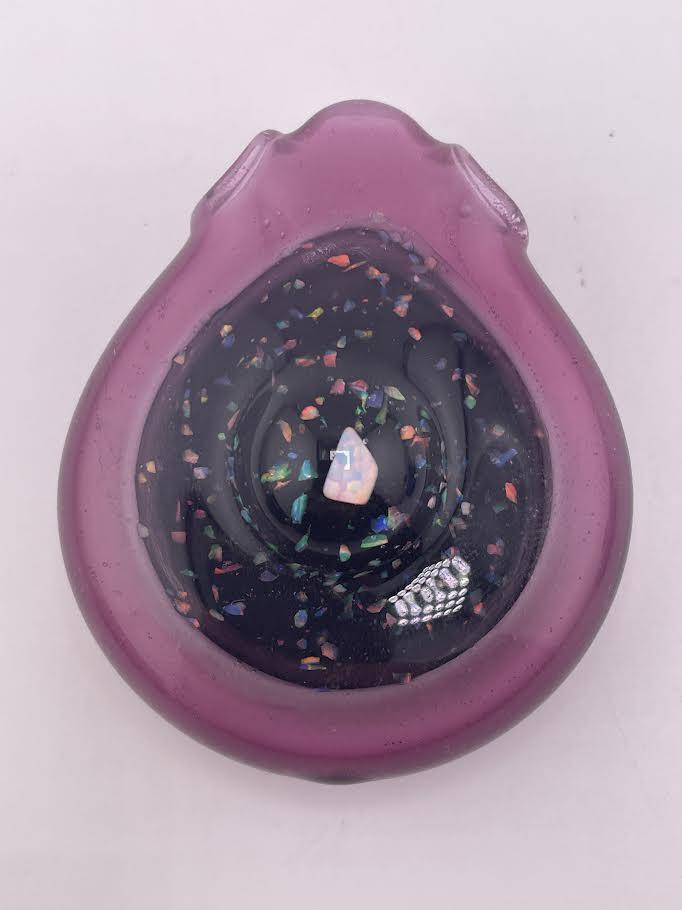 HighGrade Glass Pendant - Hollow Crushed Opal Tear Drop w/ Opal Encasement