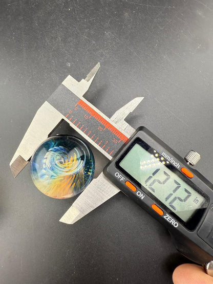 Brando Glass Marble - Fumed Vortex w/ Colored Backer 1.3" - 1.4"