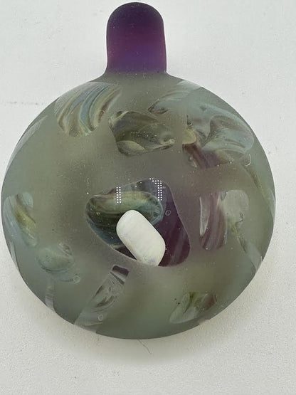 Danny W Glass Pendant - Sandblasted Mushroom Over Layed Chaos Tech w/ Opal Encasement