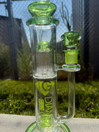 Diamond Glass 16" Inline Triple Flower Piece 14mm 90°